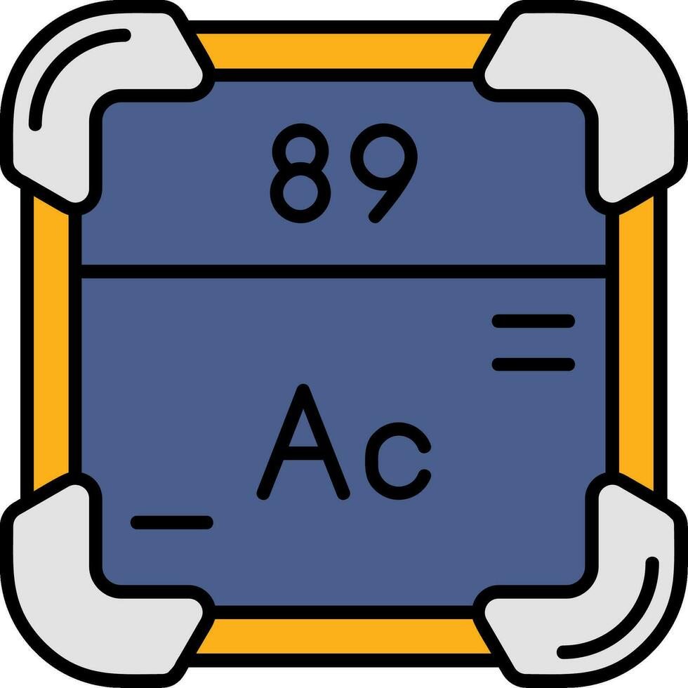 actinium lijn gevulde icoon vector