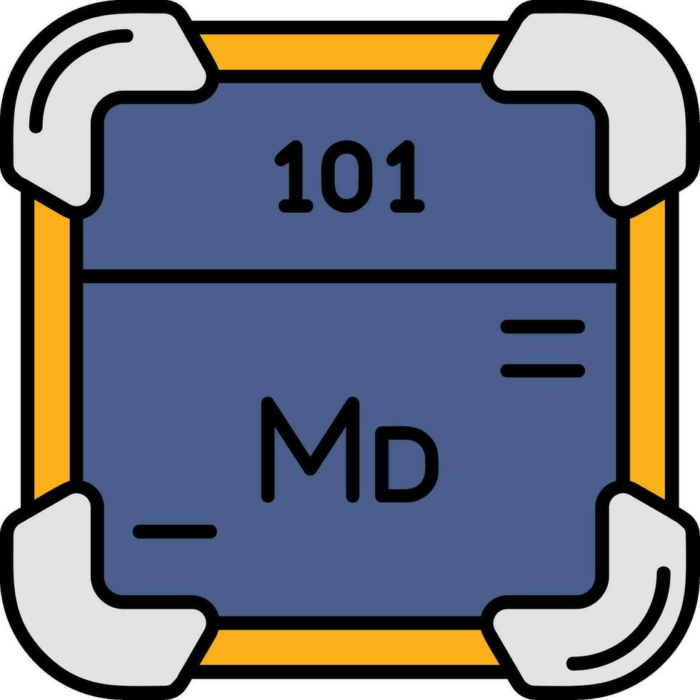 mendelevium lijn gevulde icoon vector