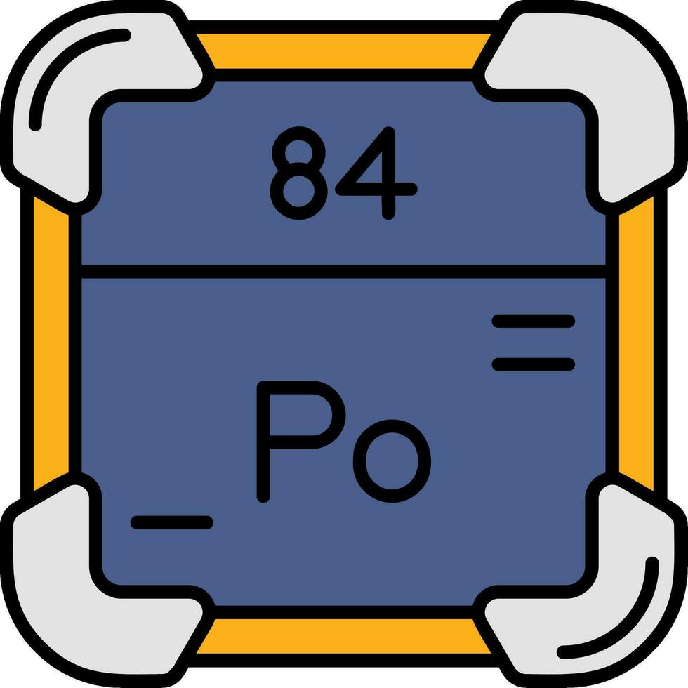 polonium lijn gevulde icoon vector