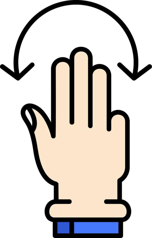 drie vingers draaien lijn gevulde icoon vector