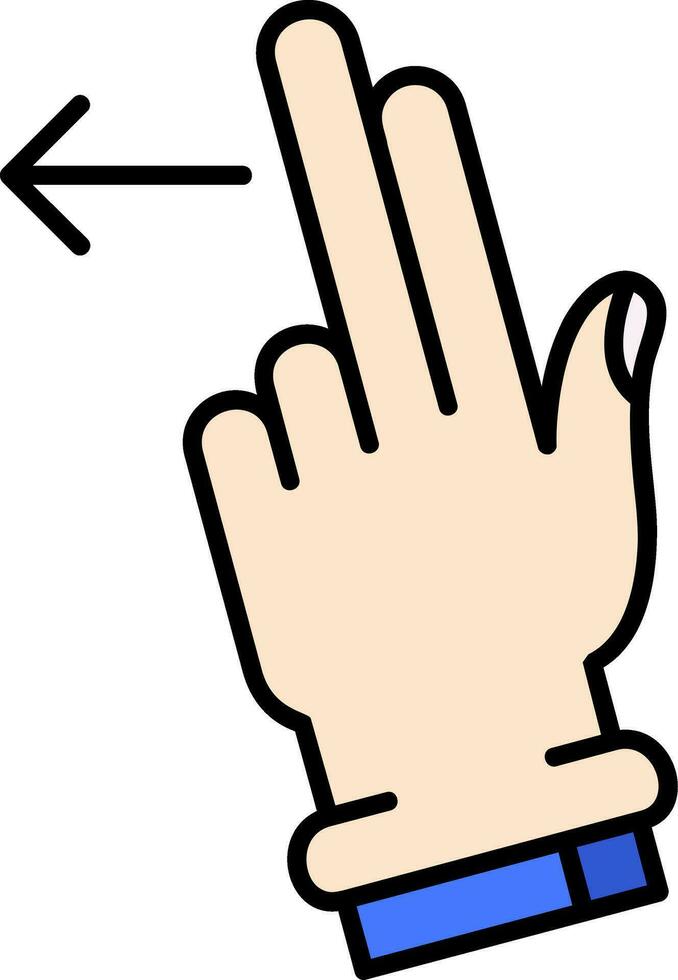 twee vingers links lijn gevulde icoon vector