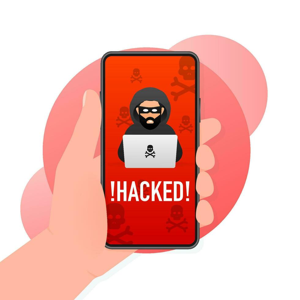 gehackt, Super goed ontwerp voor ieder doeleinden. internet technologie. cyber misdrijf, hacker aanval. phishing scam. vector