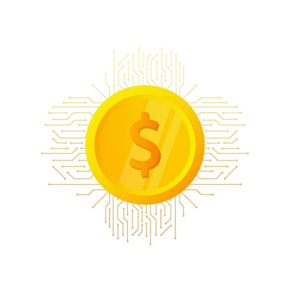 dolar munt Aan een wit achtergrond. bedrijf concept. goud icoon. vector illustratie