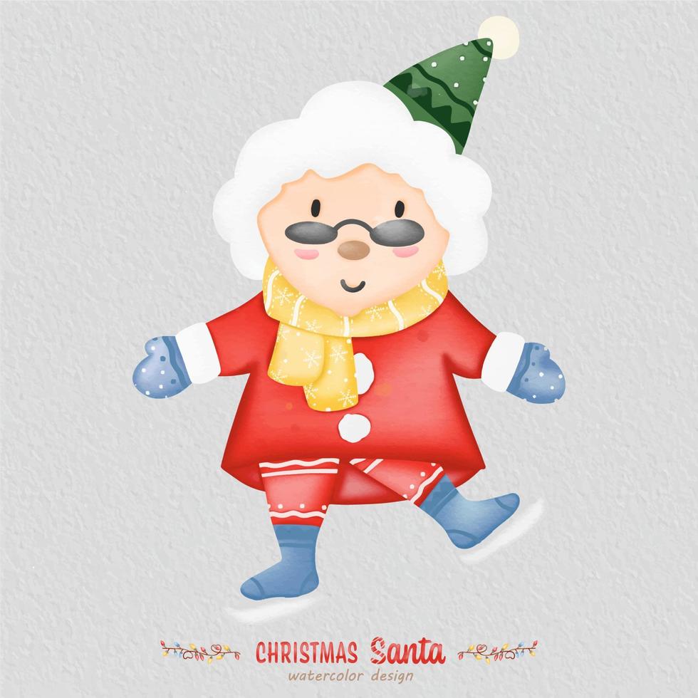 christmas santa claus aquarel illustratie, met een papieren achtergrond. voor ontwerp, prints, stof of achtergrond. kerst element vector. vector