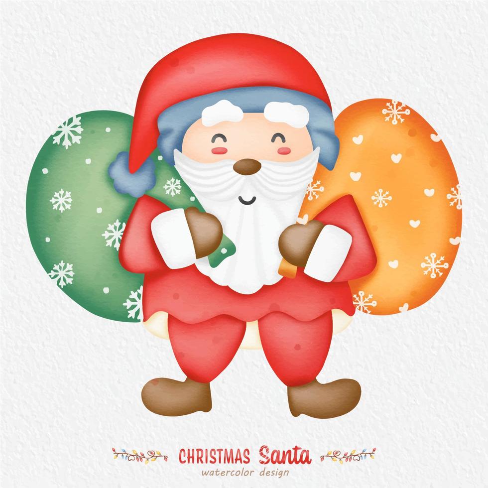 christmas santa claus aquarel illustratie, met een papieren achtergrond. voor ontwerp, prints, stof of achtergrond. kerst element vector. vector