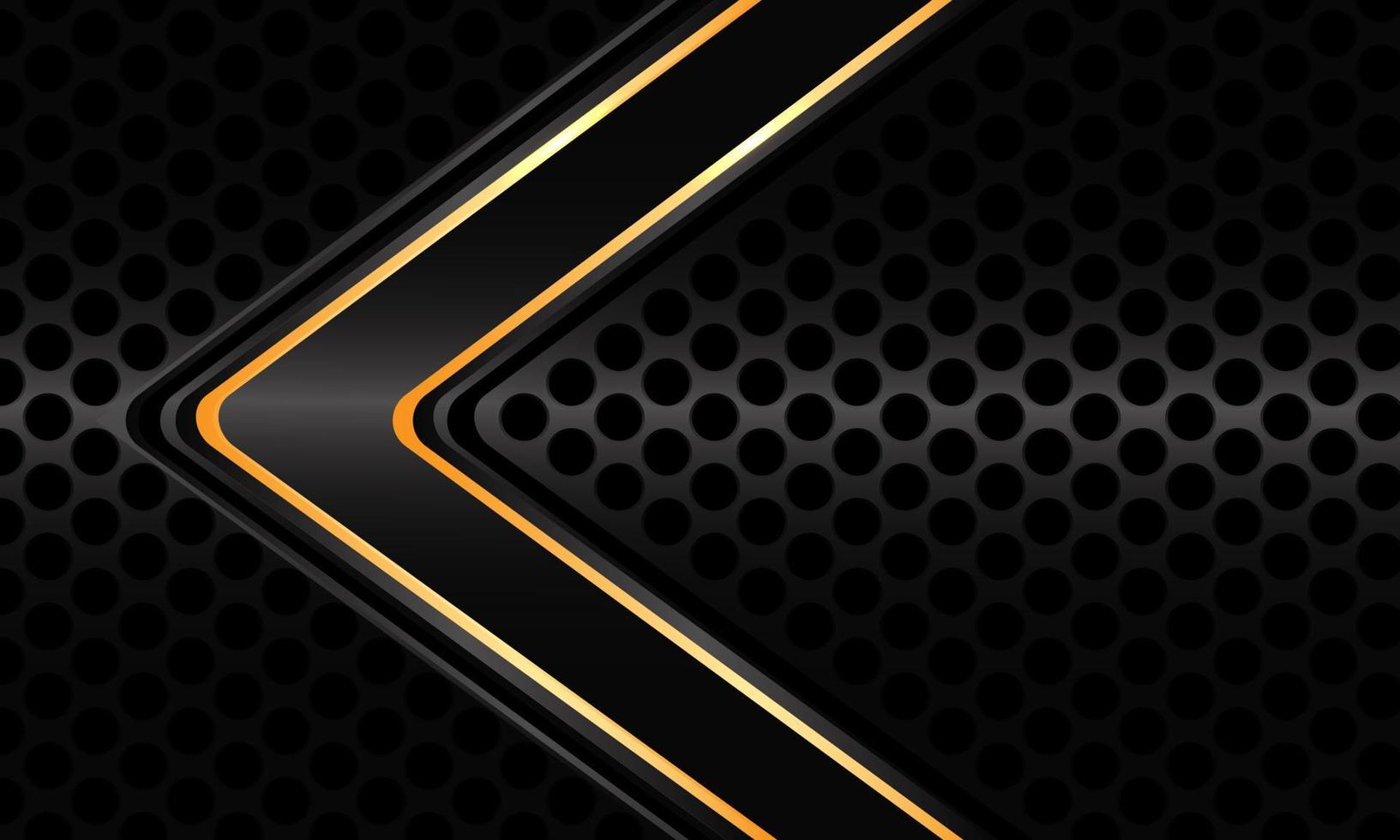 abstract goud zwarte pijl richting geometrische op donkergrijze cirkel mesh ontwerp moderne luxe technologie futuristische achtergrond vector
