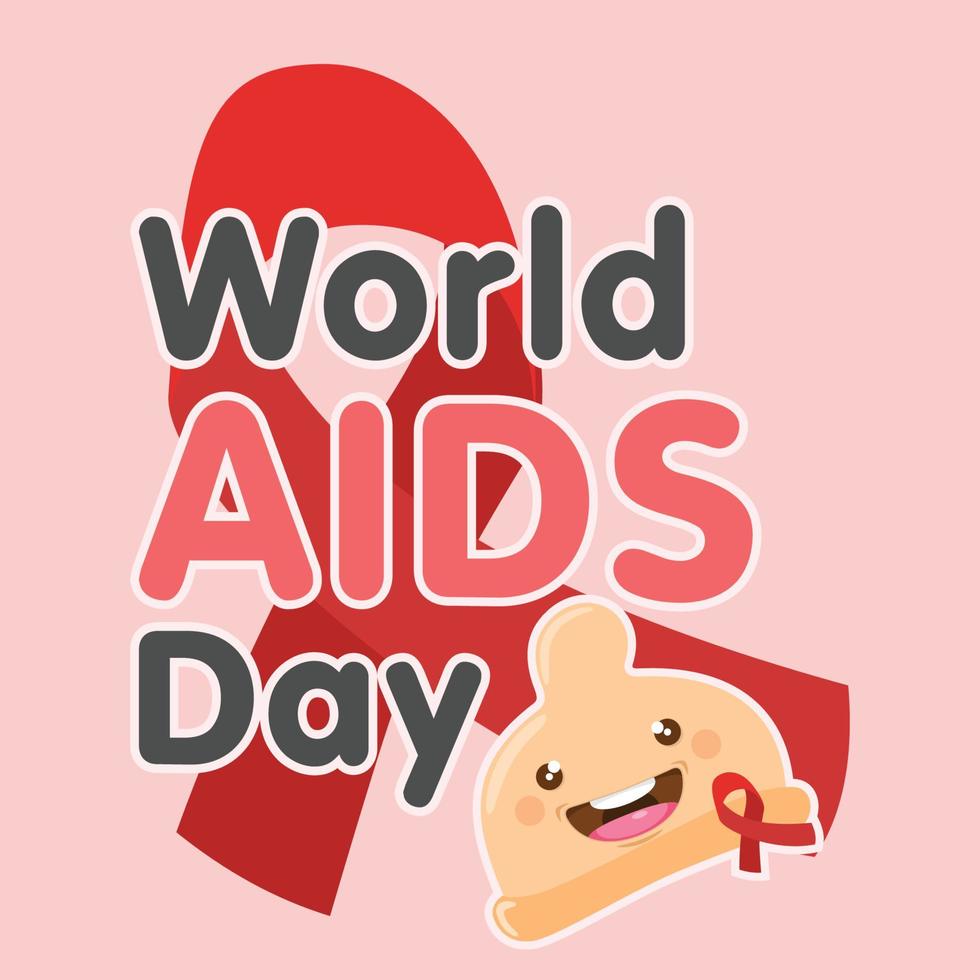 leuke cartoon condoom wereld aids dag vector