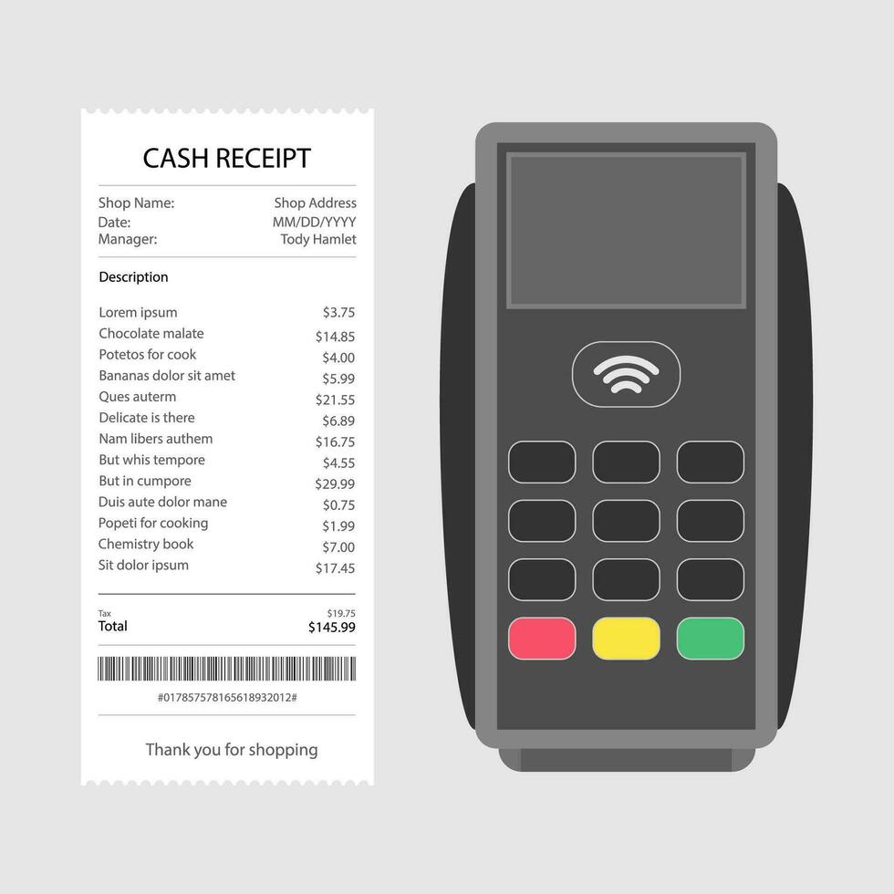 pos terminal Aan een wit achtergrond. vector illustratie.