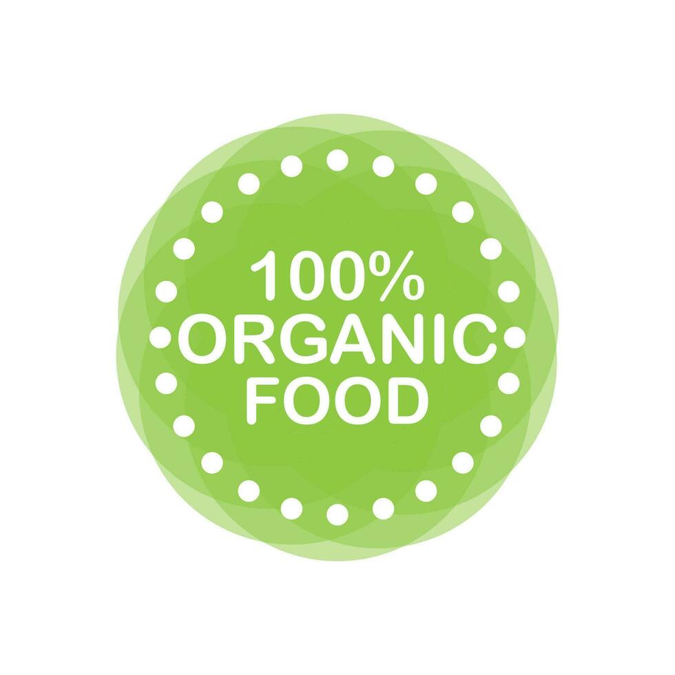 biologisch voedsel label. groen bladeren. vector illustratie