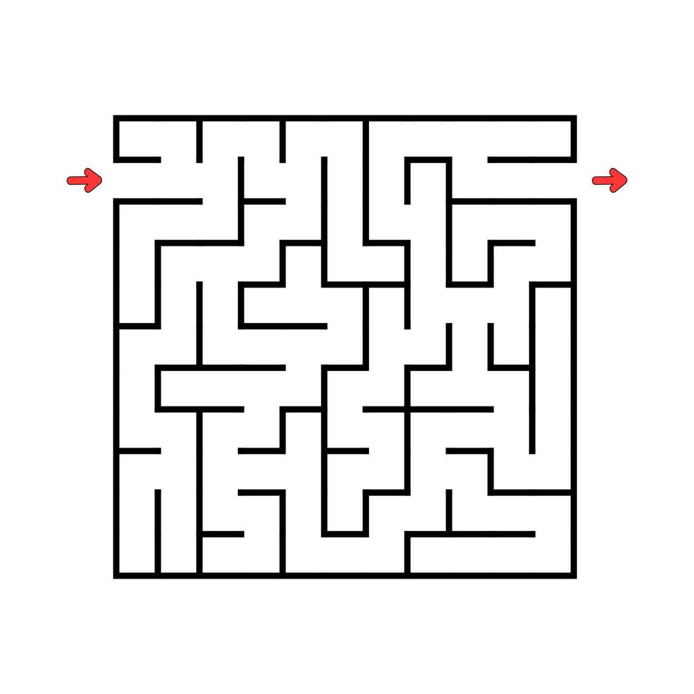 vierkant doolhof. spel voor kinderen. puzzel voor kinderen. labyrint raadsel. vector illustratie. vind het juiste pad.