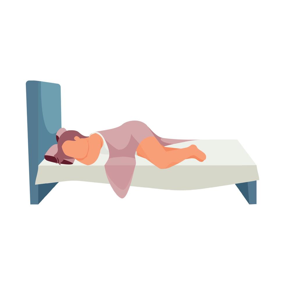 slapende vrouw platte compositie vector