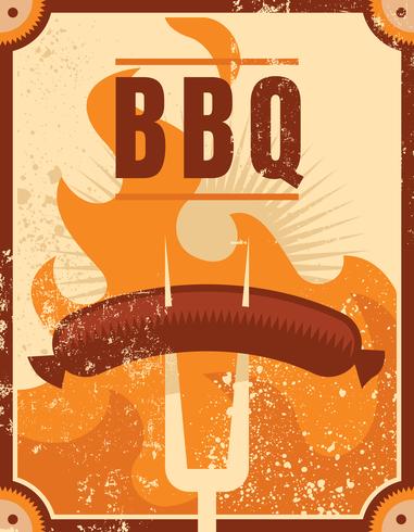 Retro BBQ-poster vector