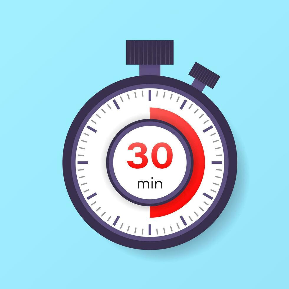 de 30 minuten tijdopnemer. stopwatch icoon in vlak stijl. vector