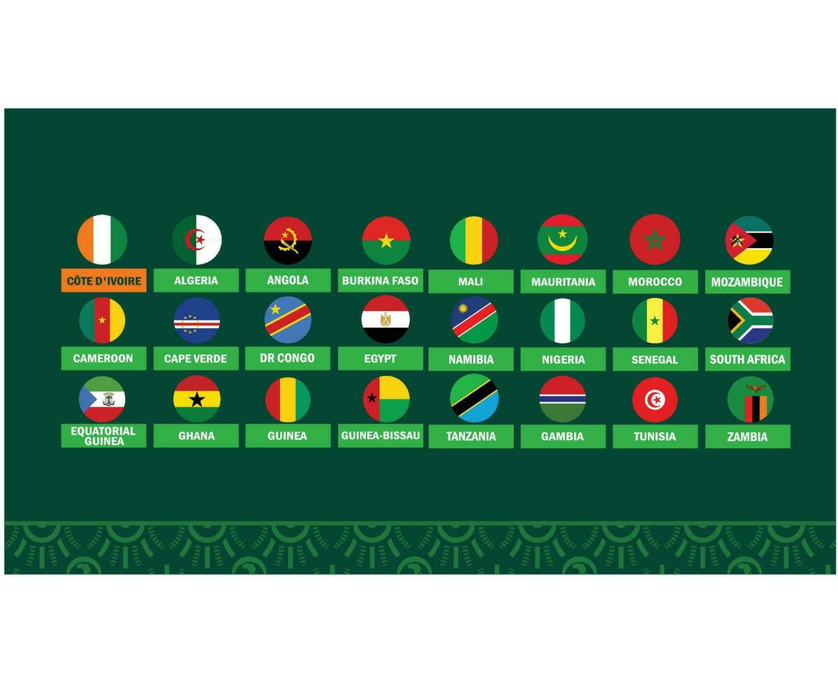Afrikaanse landen vlaggen landen 2023 teams Afrikaanse Amerikaans voetbal symbool logo ontwerp vector illustratie