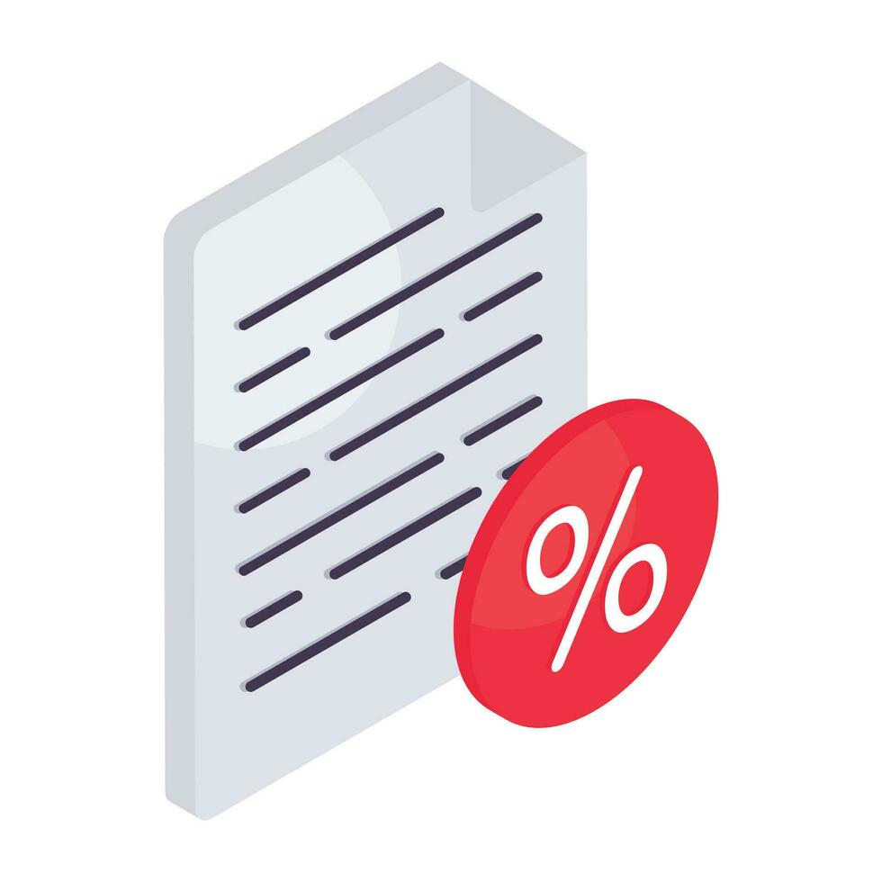een uniek ontwerp icoon van korting papier vector