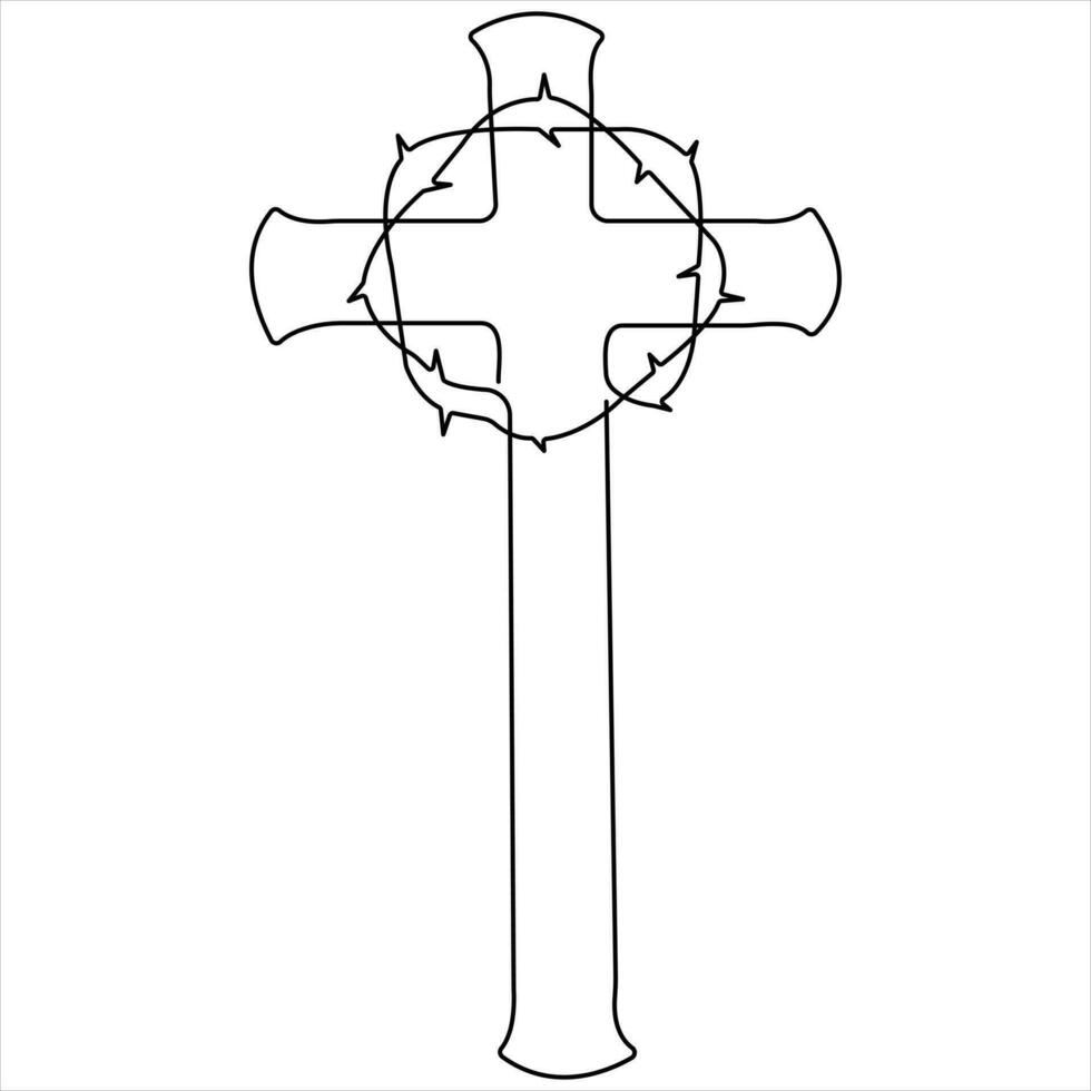 een lijn kunst tekening van bidden mooi zo vrijdag kruisiging schets kunst vector illustratie