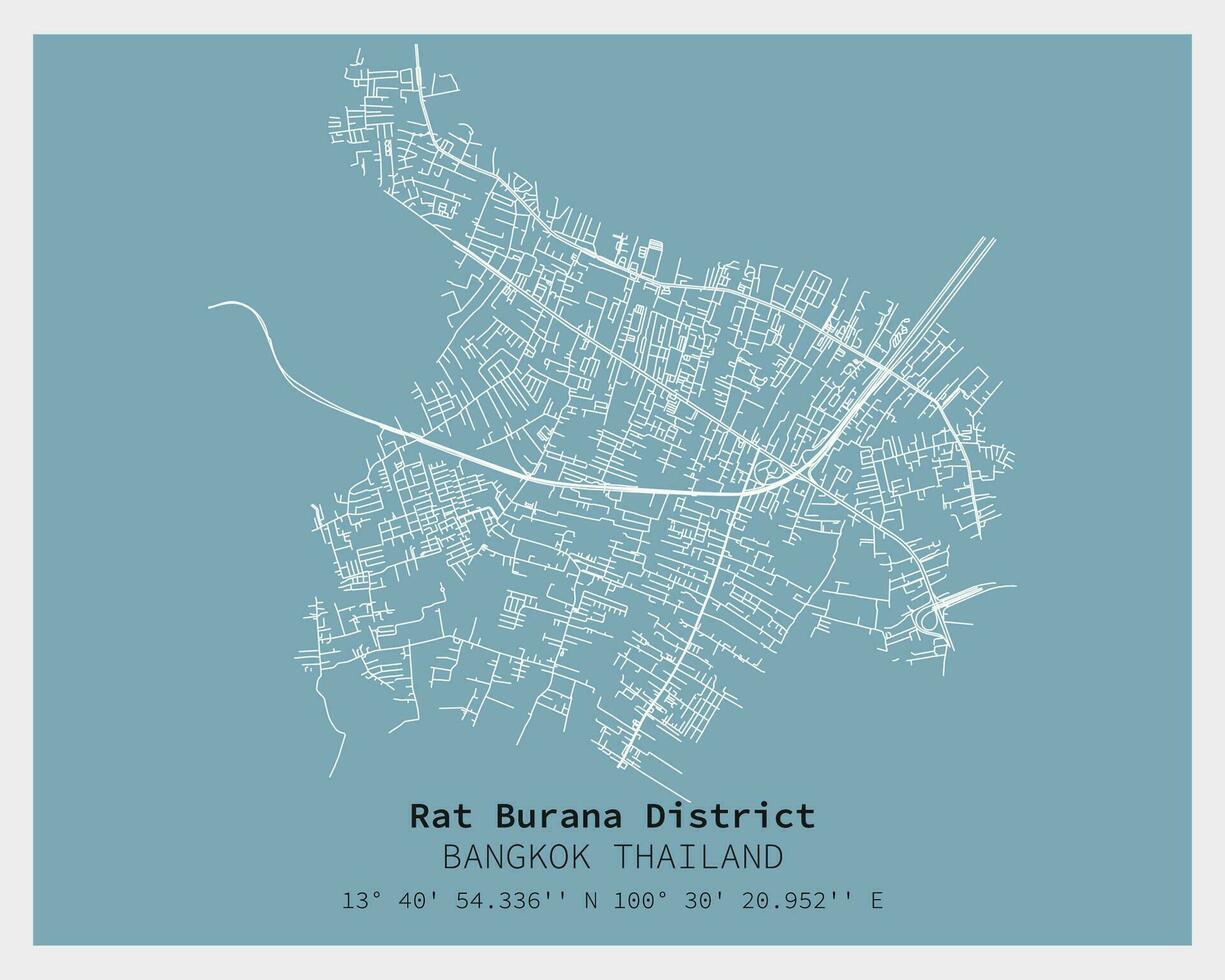 straat kaart van Rat burana wijk bangkok, thailand vector