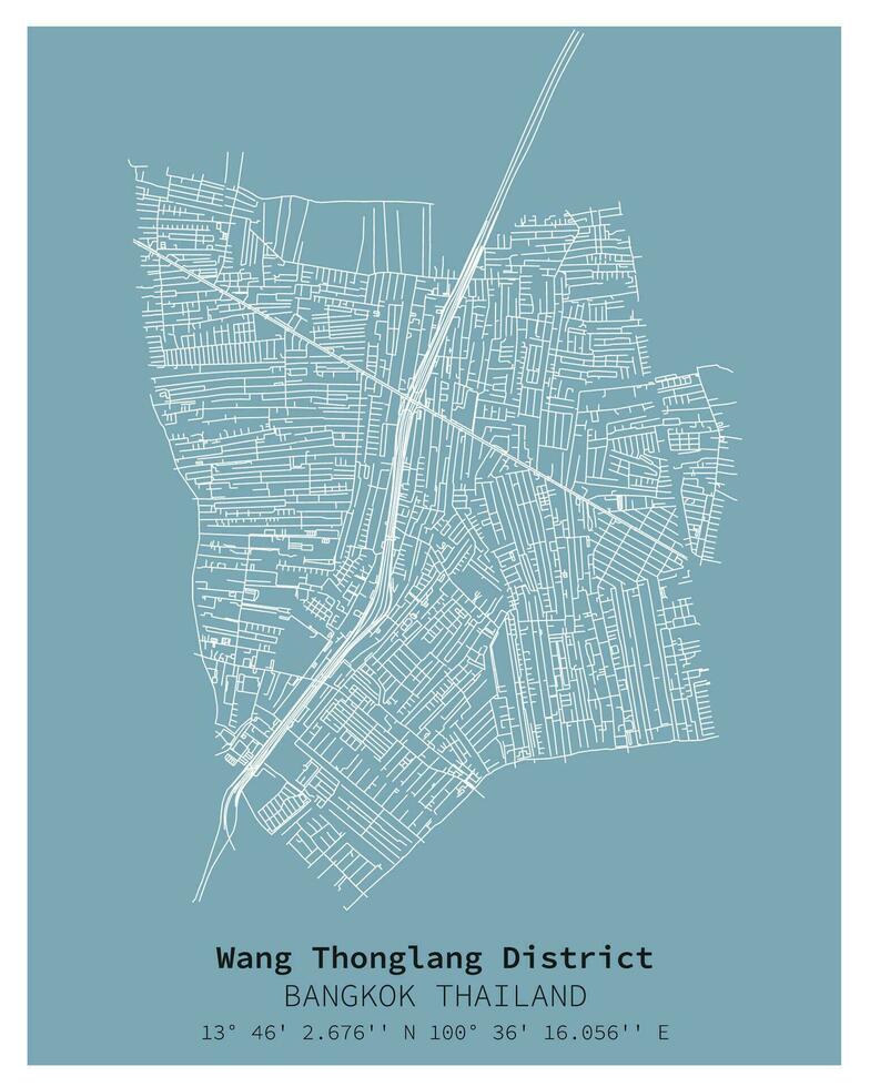 straat kaart van wang string wijk bangkok, thailand vector