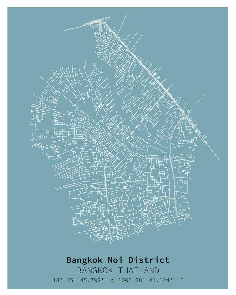 straat kaart van Bangkok noi wijk bangkok, thailand vector