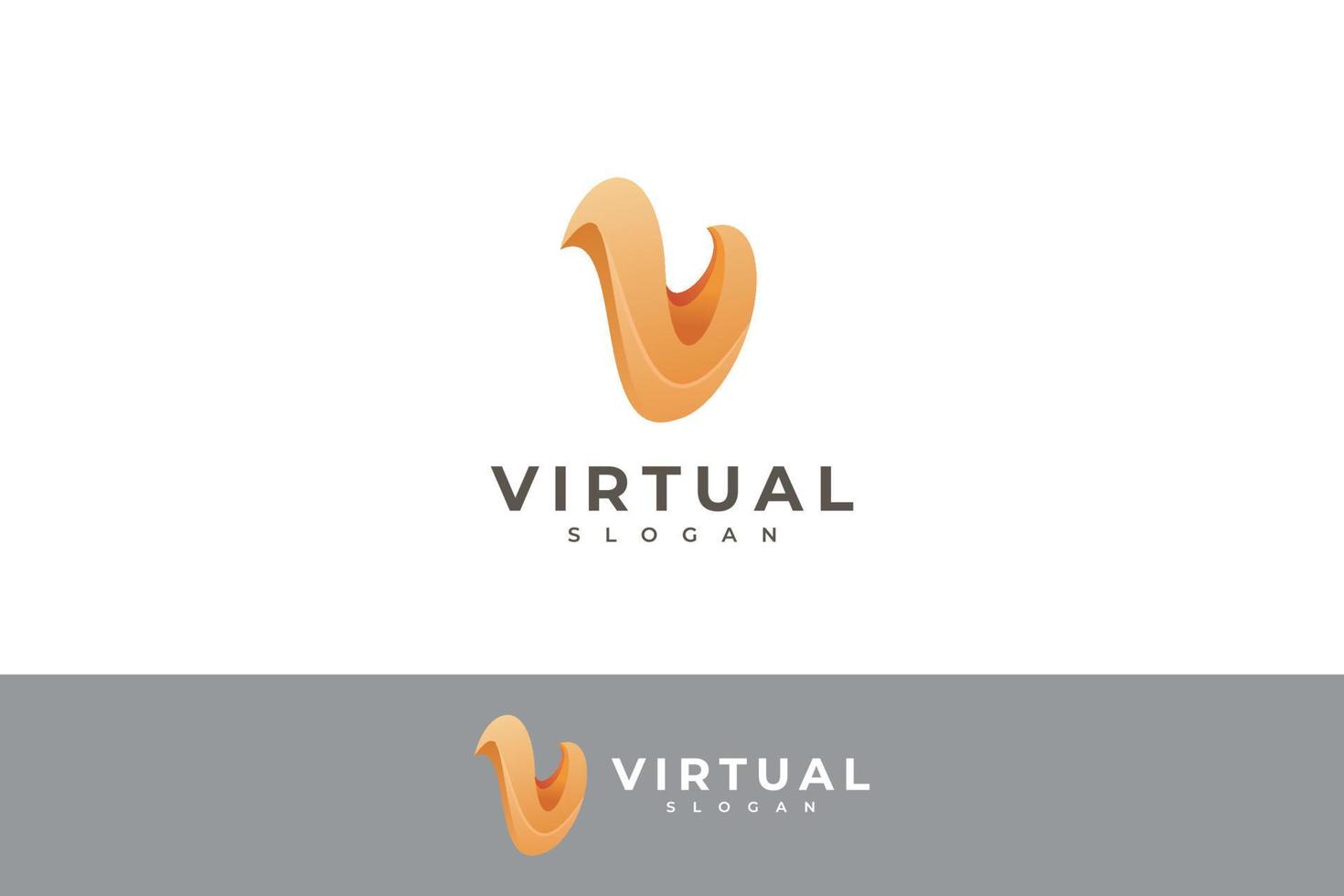 letter v creatieve 3d gele kleur nieuw modern logo vector