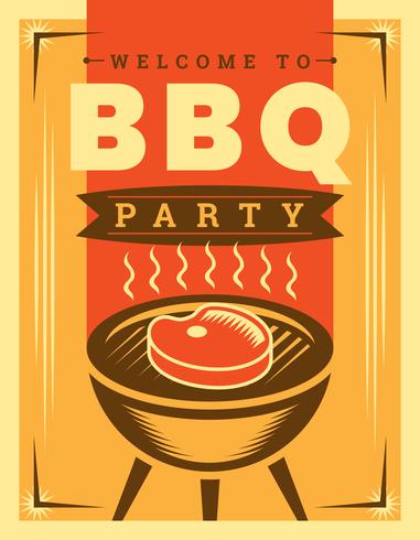 Retro BBQ-poster vector