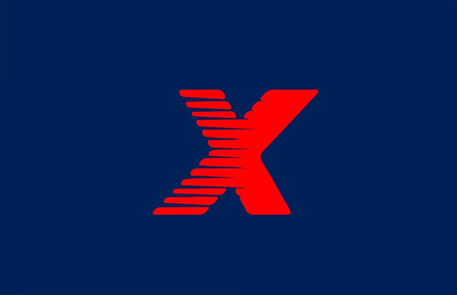 x blauw rood alfabet letterpictogram logo. lijnontwerp voor zaken en bedrijf vector