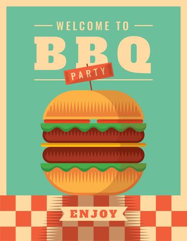 Retro BBQ-poster vector