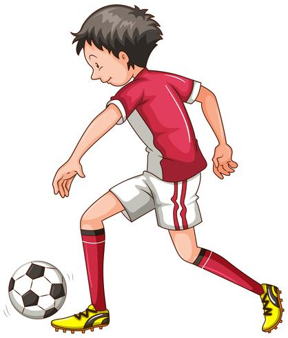 Man in rode outfit voetballen vector