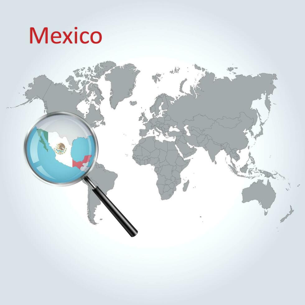 uitvergroot kaart van Mexico met de vlag van Mexico uitbreiding van kaarten, vector kunst