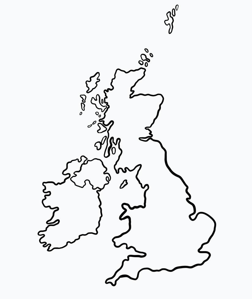 doodle tekening uit de vrije hand van de kaart van Groot-Brittannië. vector