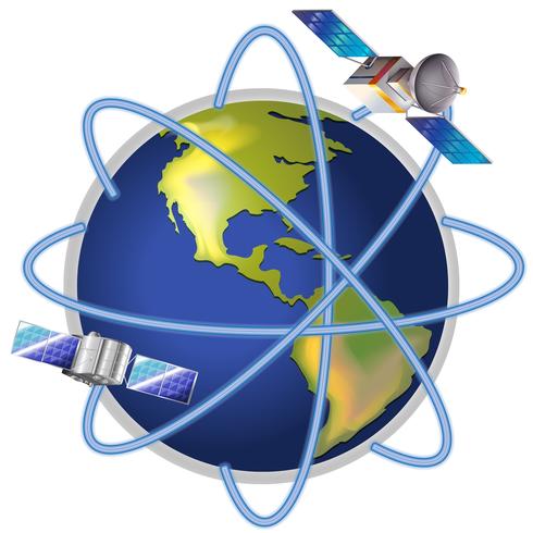 Een satelliet rond de planeet vector