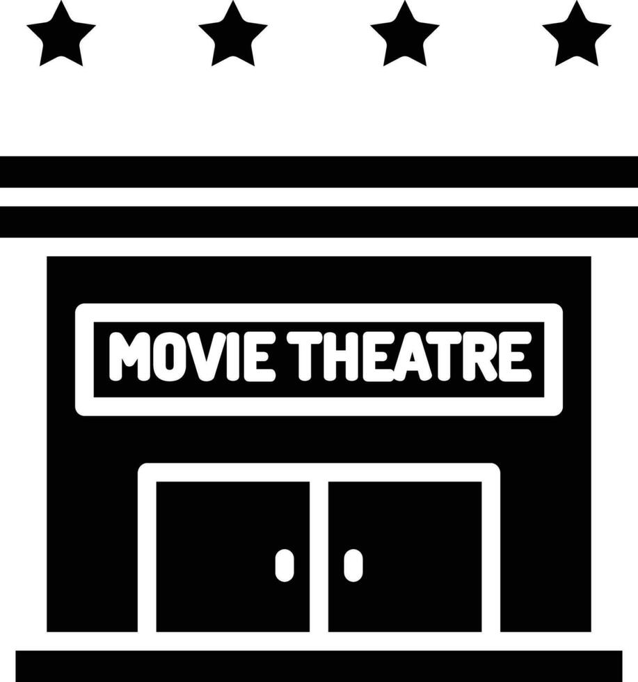 bioscoop theater gebouw solide en glyph vector illustratie