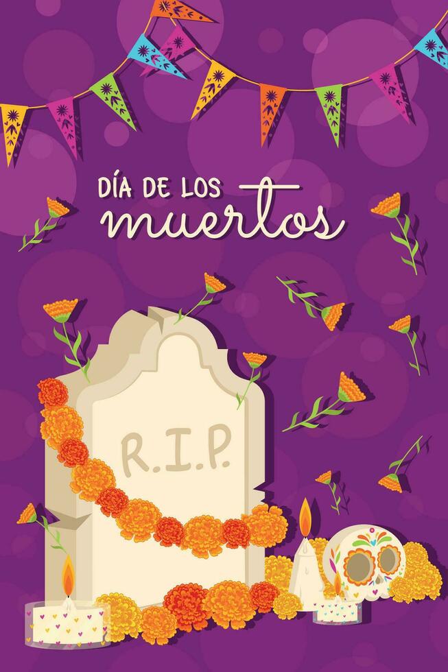 schattig dia de los Muertos poster vector