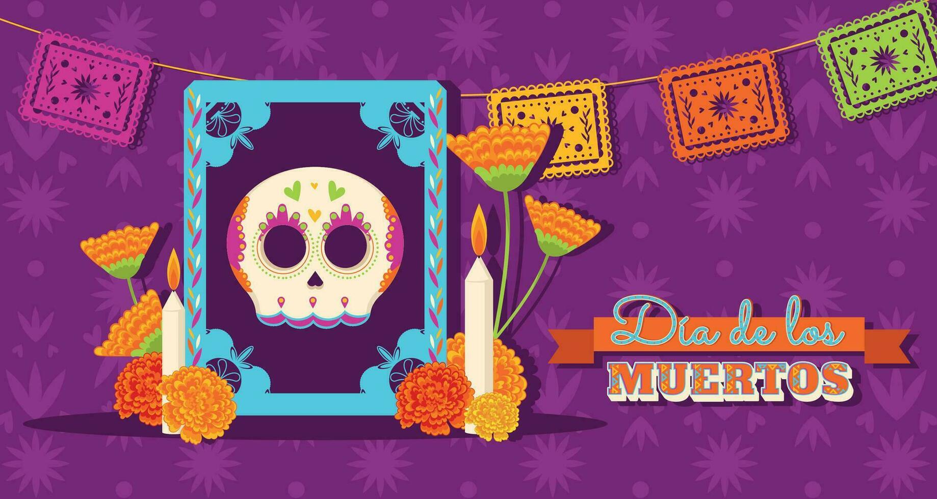 schattig dia de los Muertos poster vector