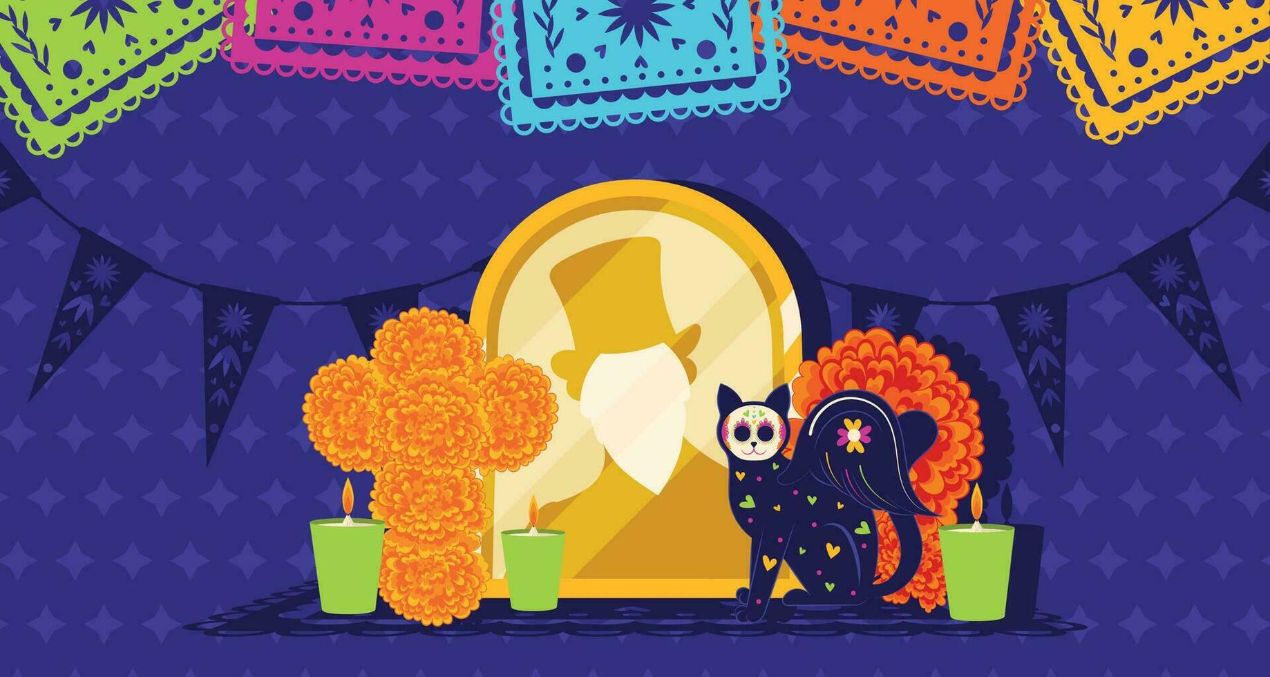 schattig dia de los Muertos poster vector