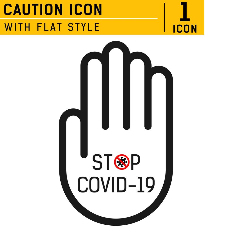 stop coronavirus vector icoon met vlakke stijl geïsoleerd op een witte achtergrond van coronavirus of covid-19 collectie. stop covid 19 met handgebaar vector illustratie concept ontwerpsjabloon. eps-bestand