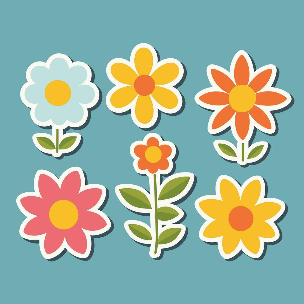 bloem sticker verzameling vector