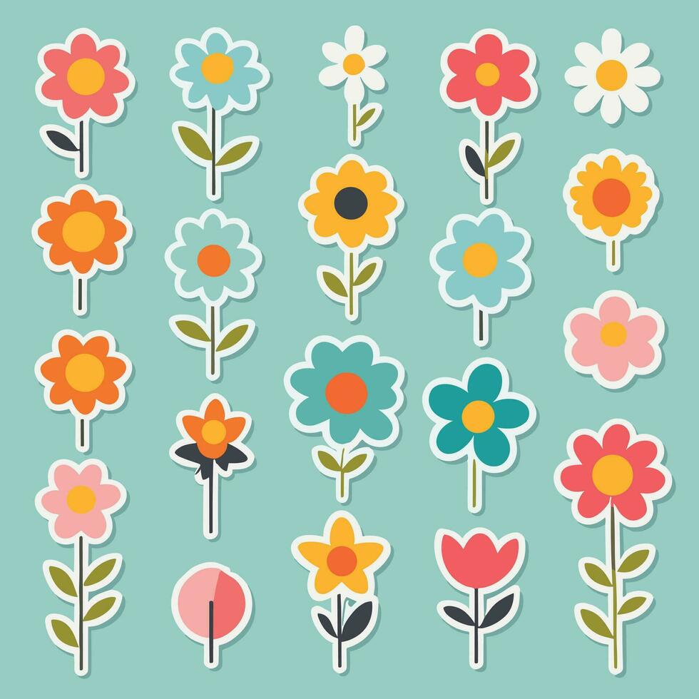 bloem sticker verzameling vector