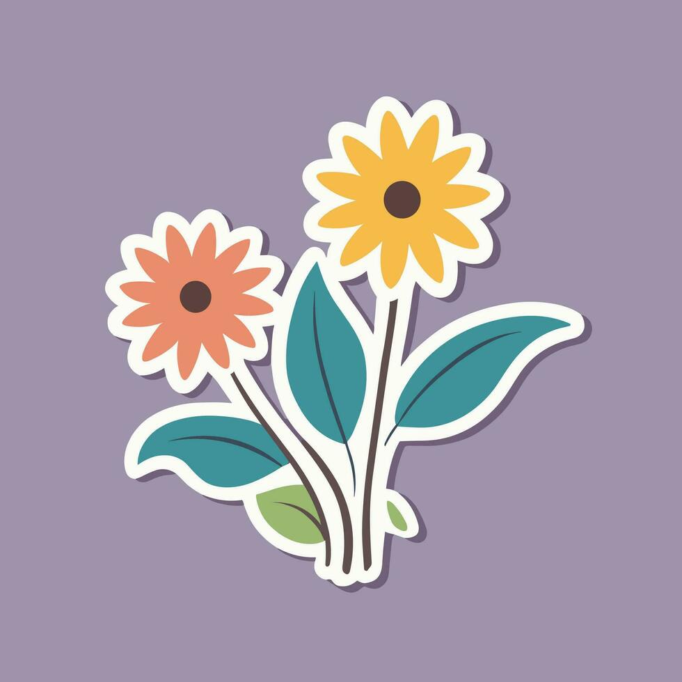 bloem tekenfilm illustratie vector sticker ontwerp