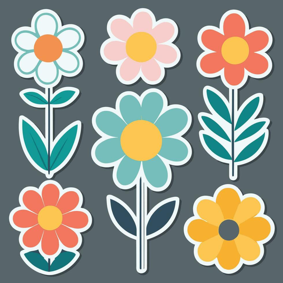 bloem sticker verzameling vector