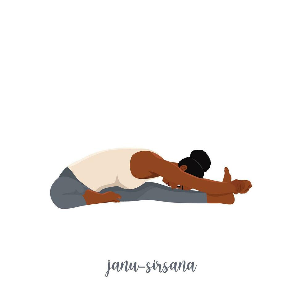 vrouw aan het doen yoga janu sirsasana hoofd naar knie houding. vector
