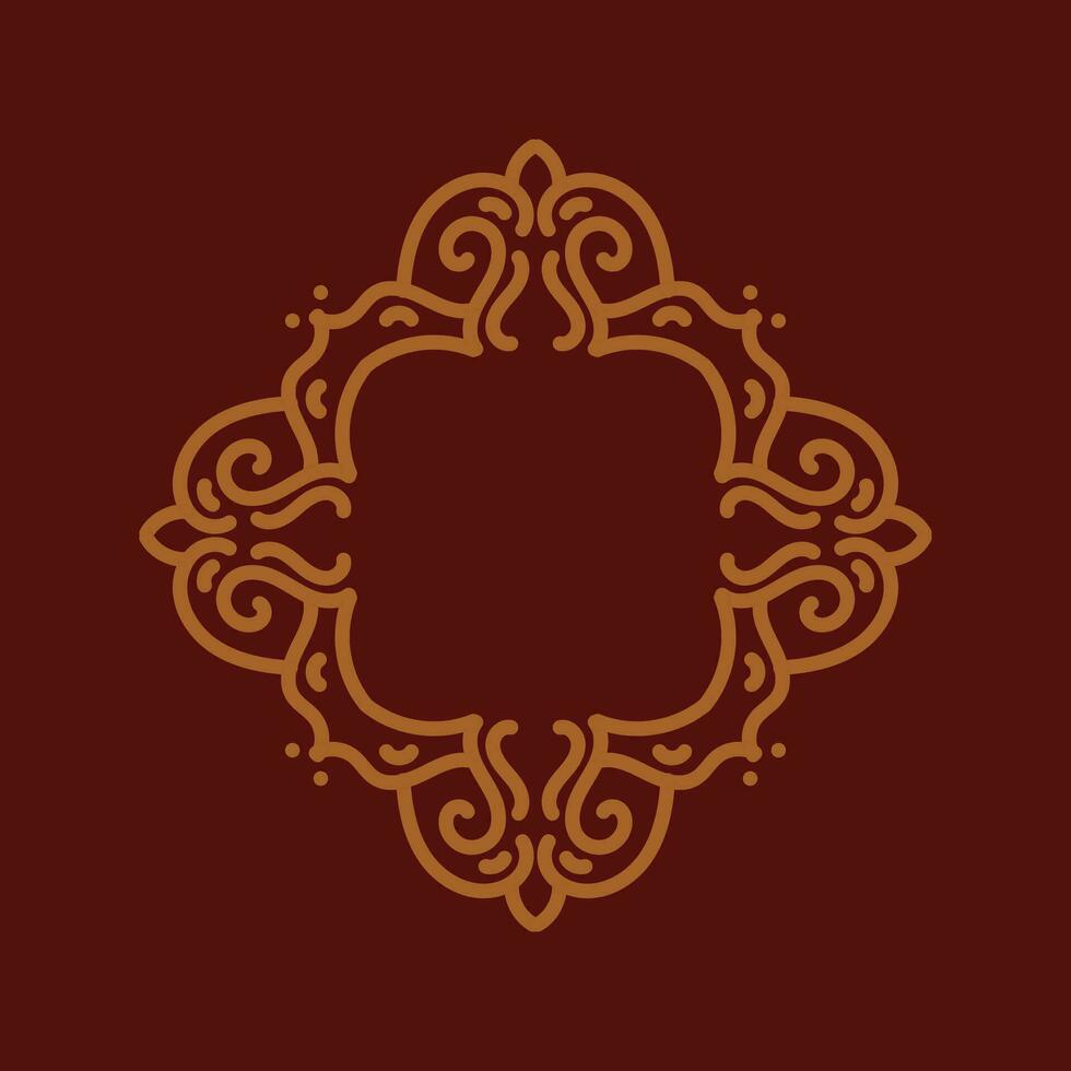 barok ontwerp element of ornament met goud kleur Aan rood achtergrond vector