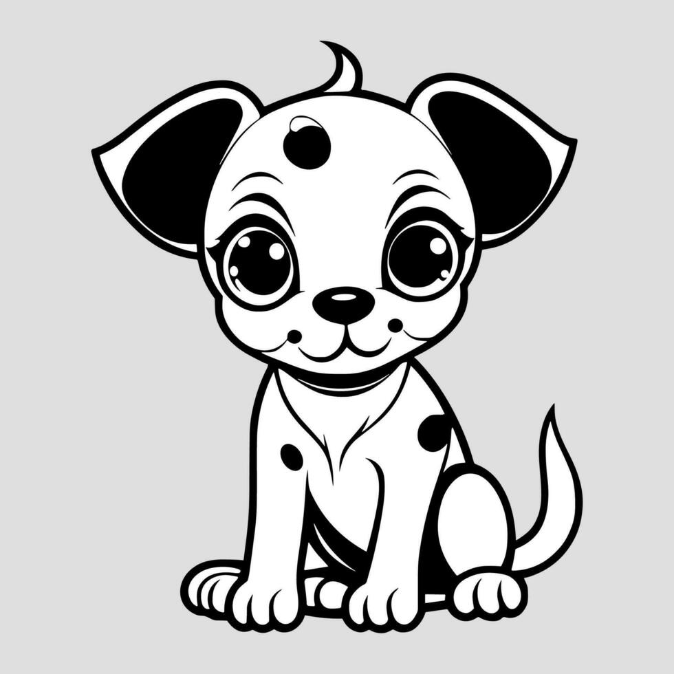 schattig hond vector zwart en wit tekenfilm karakter ontwerp verzameling. wit achtergrond. huisdieren, dieren.