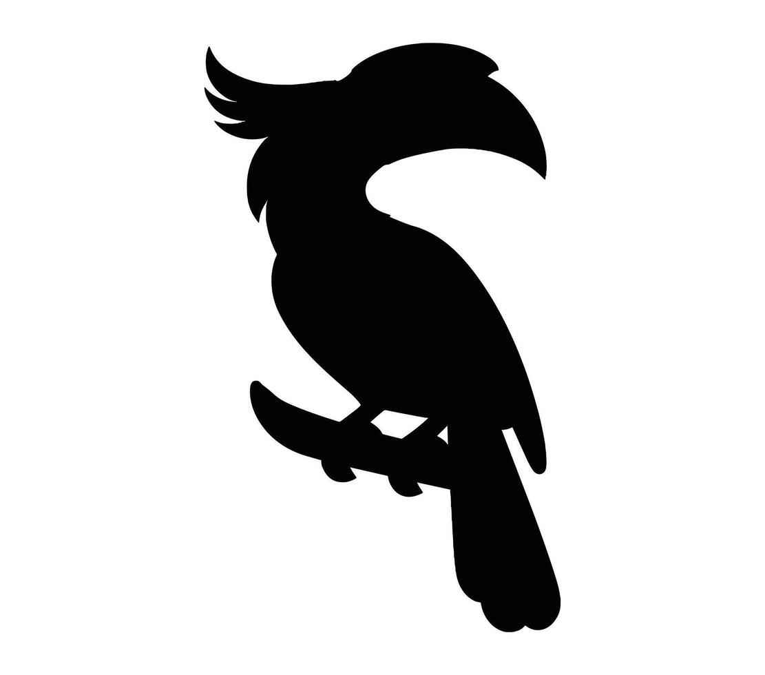 Afrikaanse grijs neushoornvogel silhouet voorraad vector illustratie.