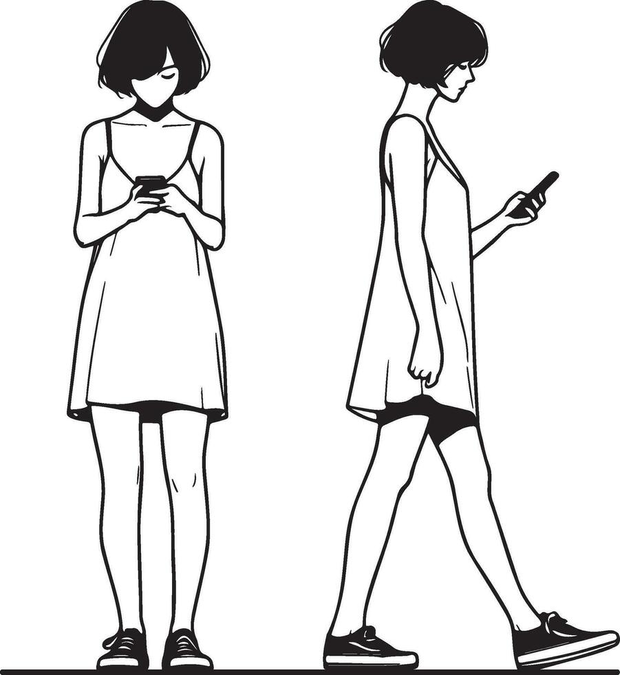 vrouw gebruik smartphone. vector