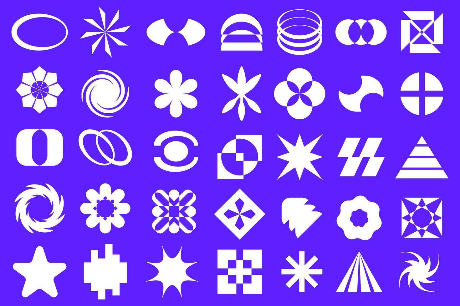 y2k retro futuristische elementen voor ontwerp. verzameling van abstract grafisch meetkundig symbolen. Sjablonen voor straatkleding. vector illustratie