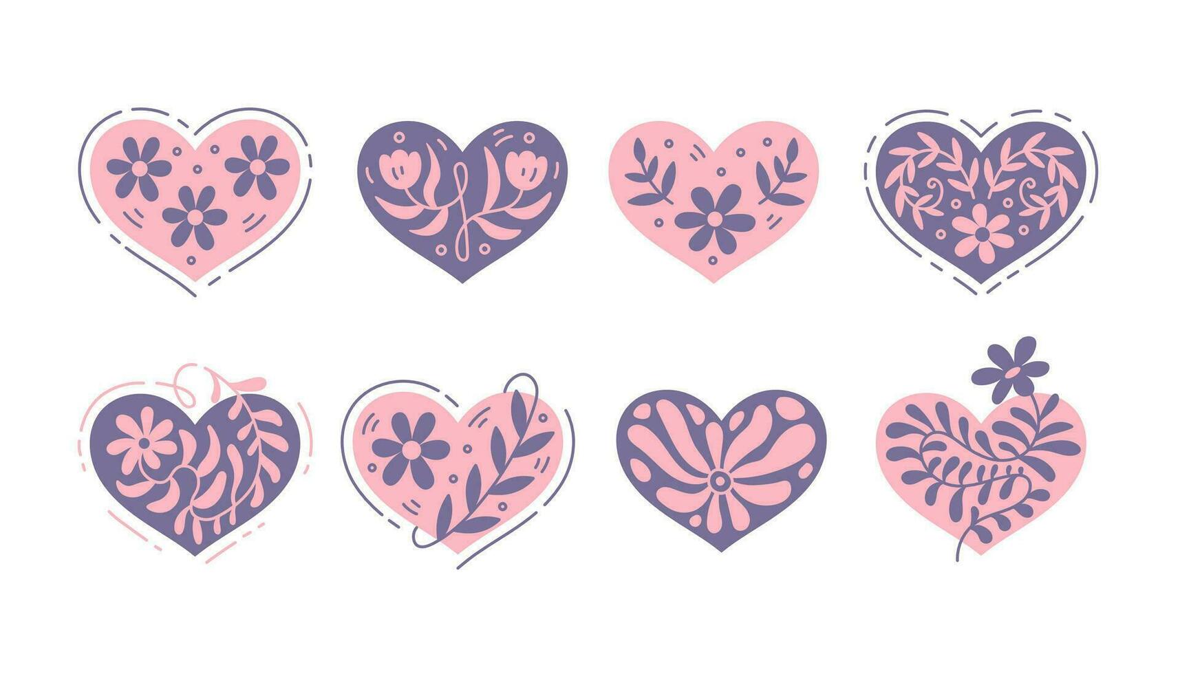 bloemen hart vector verzameling in tekening stijl
