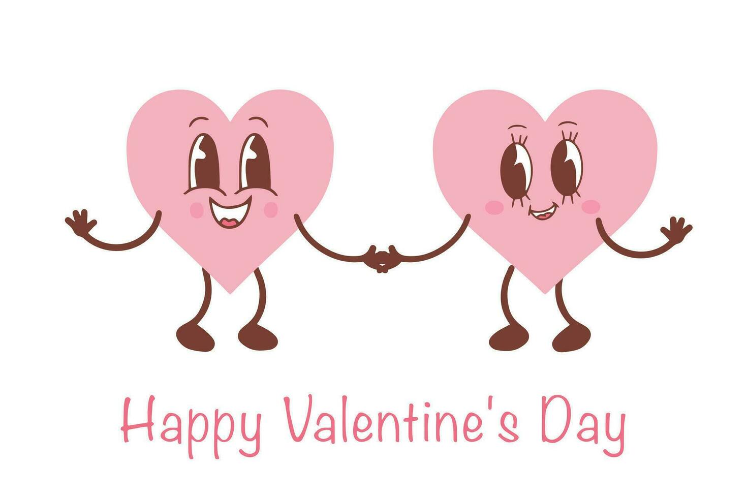 schattig tekenfilm hart karakters. schattig liefde symbolen met gezichten in verschillend poseert, armen en poten, grappig positief emoties. vector illustratie voor Valentijnsdag dag. vector