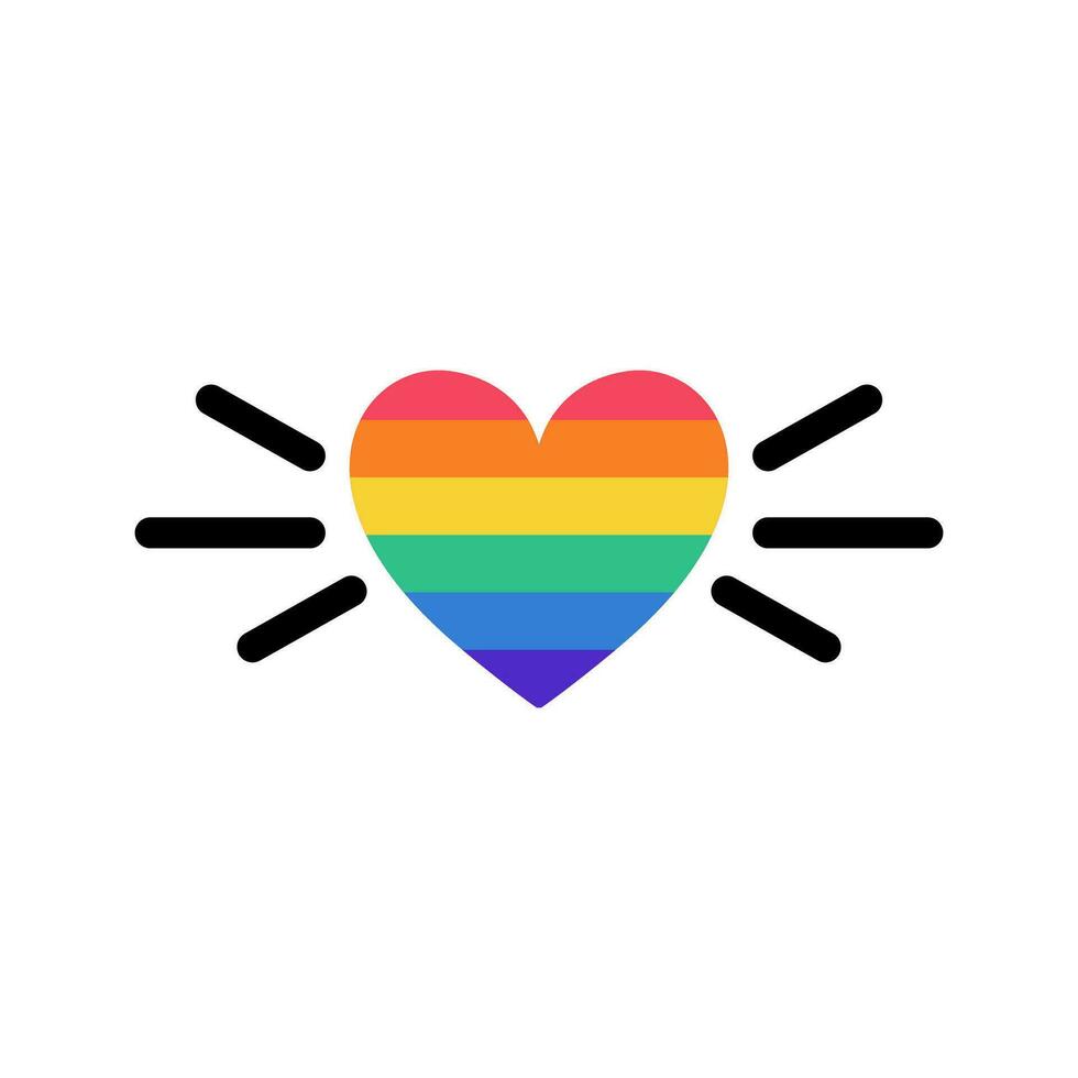 hart icoon met lgbt vlag. regenboog gekleurde hart. lgbt sticker in tekening stijl. lgbtq, lgbt trots gemeenschap symbool. vector illustratie geïsoleerd Aan wit achtergrond.