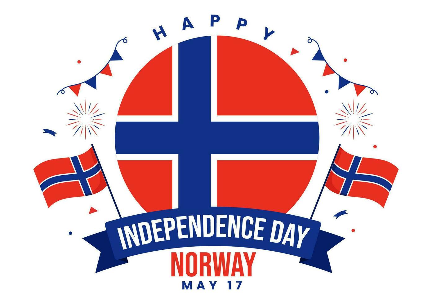 Noorwegen onafhankelijkheid dag vector illustratie Aan mei 17 met vlag van Noors en lint in nationaal vakantie viering vlak tekenfilm achtergrond